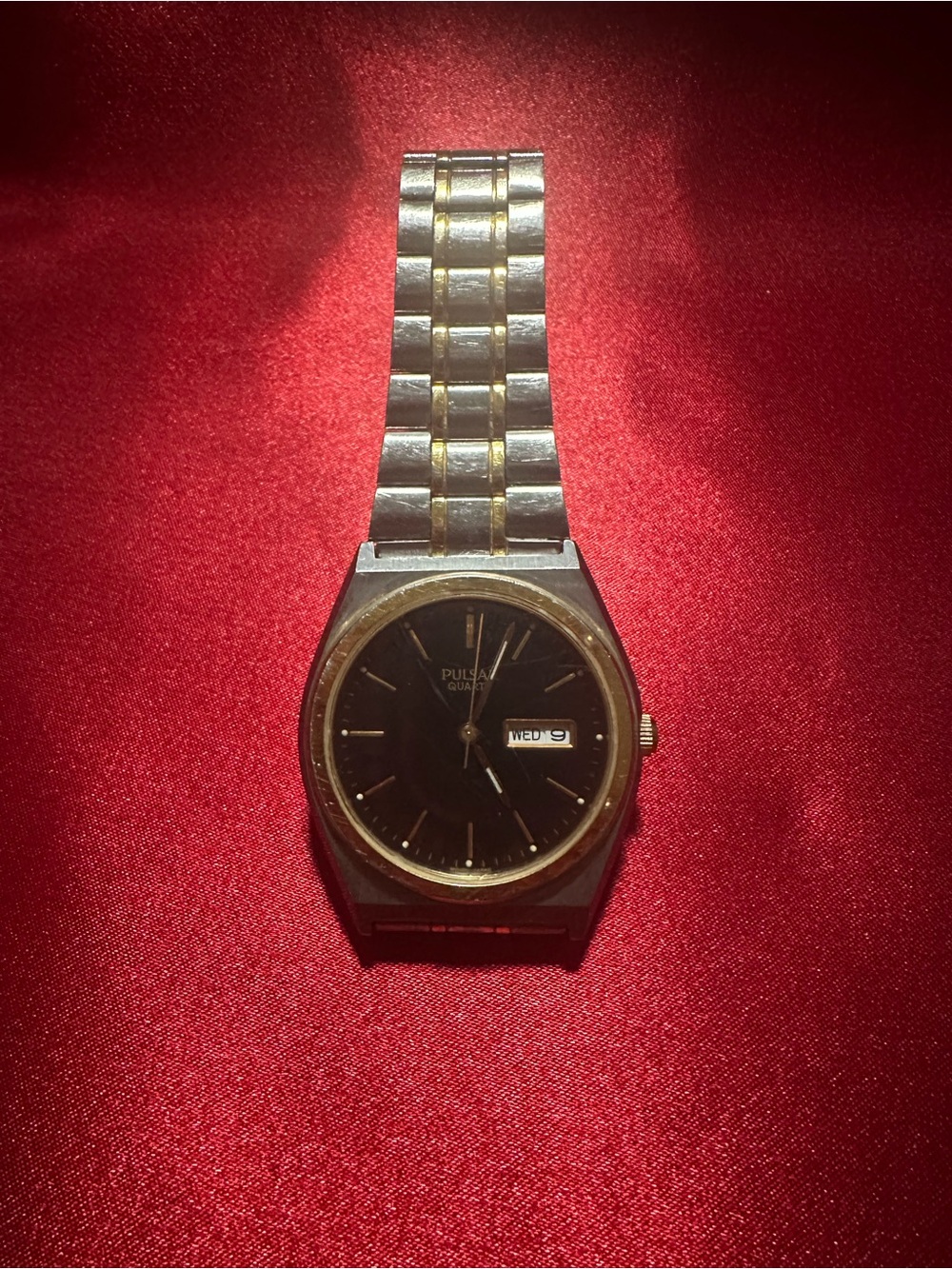 2 Pulsar Two-Tone Gold & Silver Men's Watch with Black Dial